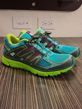 Salomon X Mission 3  Women's Teal and Lime Trail Running Shoes